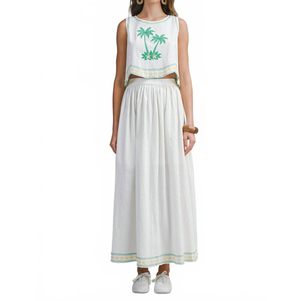 NEW LAFAYETTE 148 palmette embroidered crop top in white